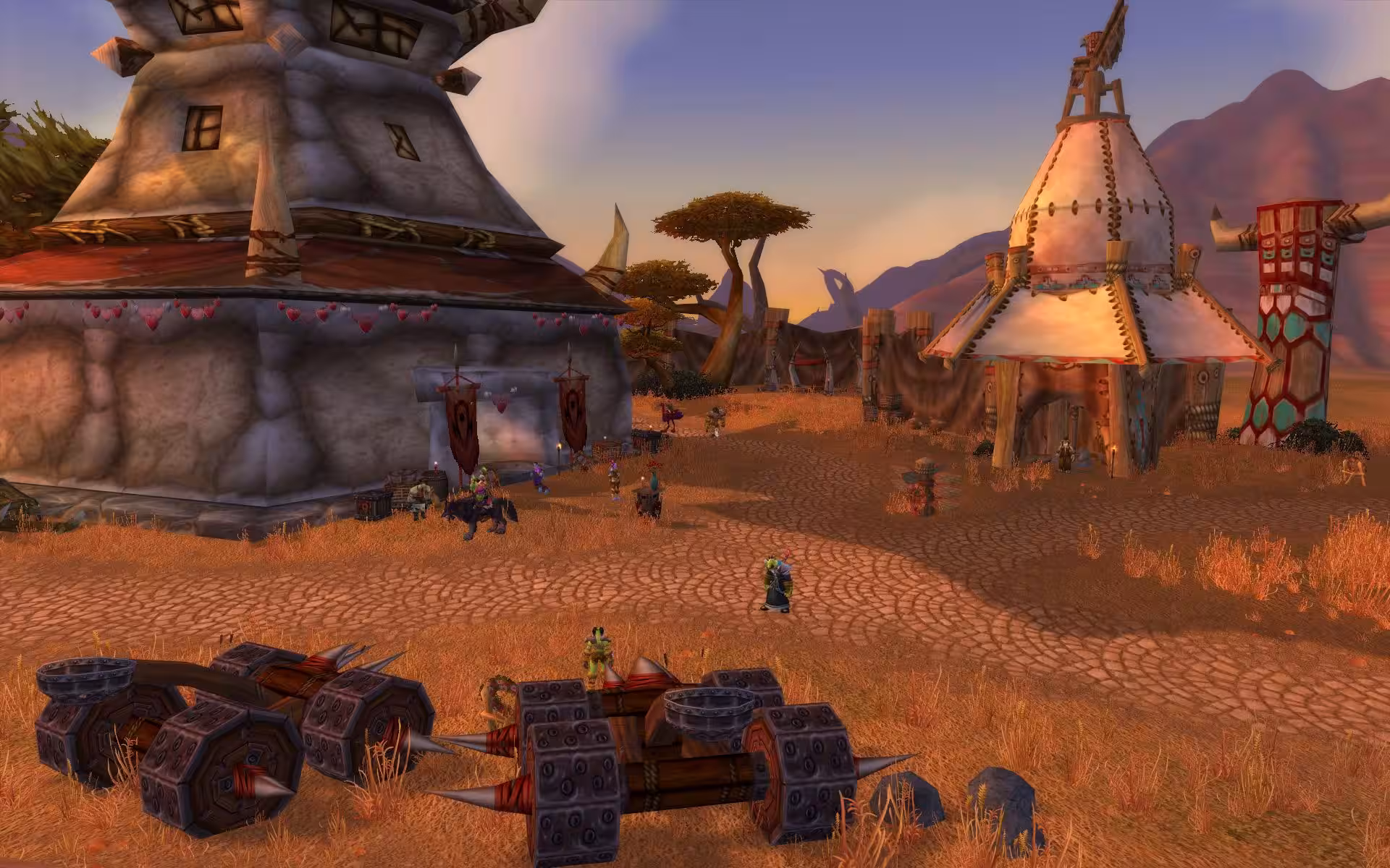 The Barrens landscape in WoW Classic showing Crossroads area