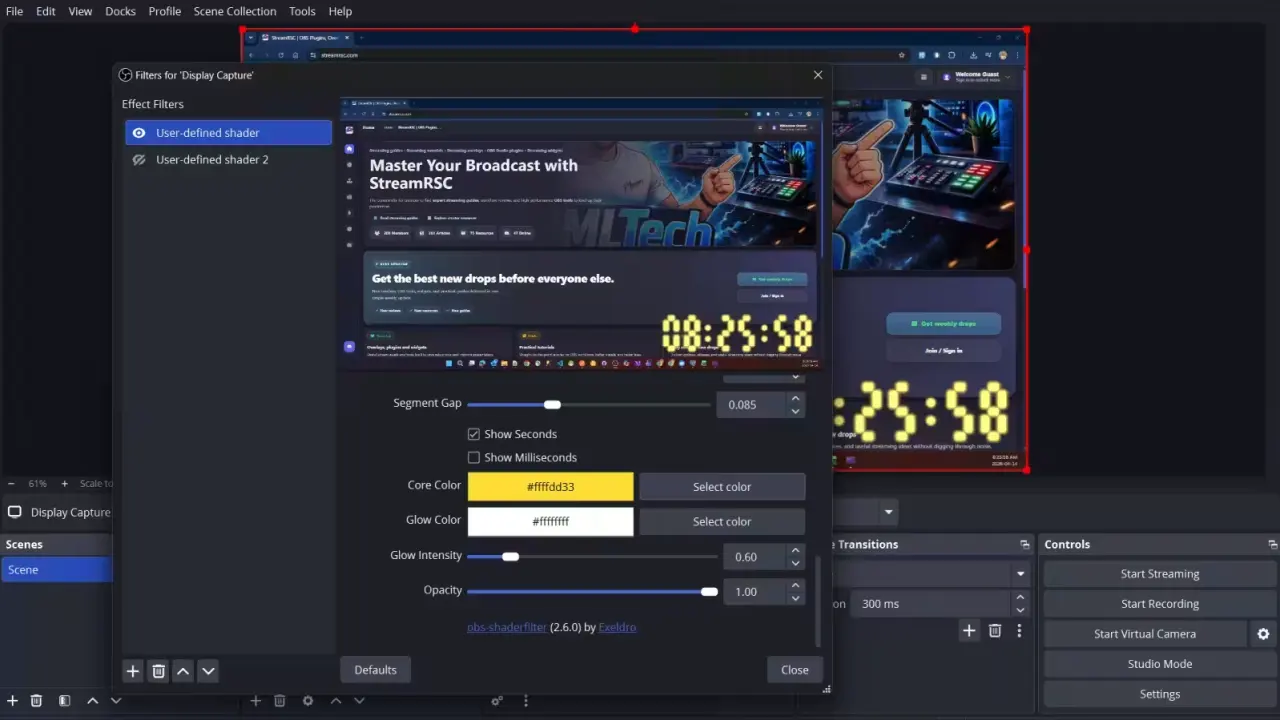 OBS Neon Clock & Countdown Timer Shaders for obs-shaderfilter image