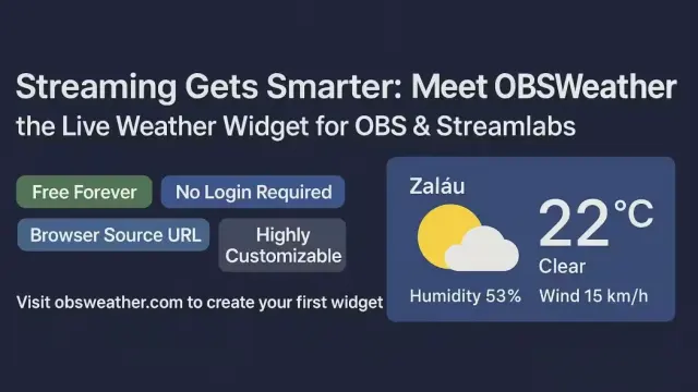 Free Live Weather Widget for OBS & Streamlabs (Add Real-Time Weather to Your Stream) cover image
