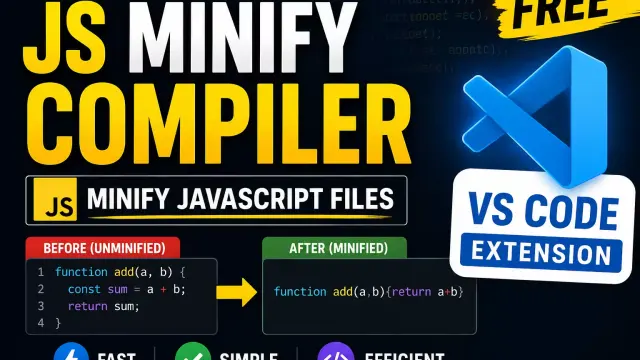 JS Minify Compiler - Free VS Code Extension to Minify JavaScript Files cover image