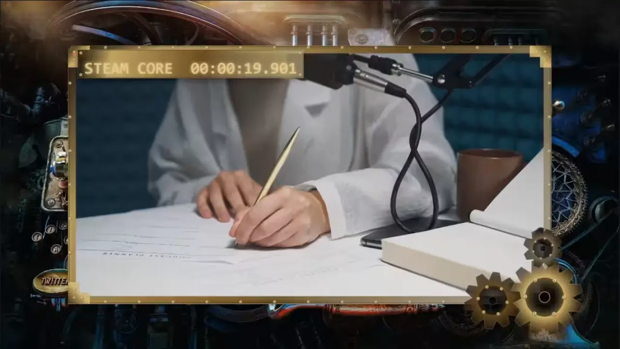 Steampunk Camera Frame Overlay for OBS with Built-In Count-Up Timer image