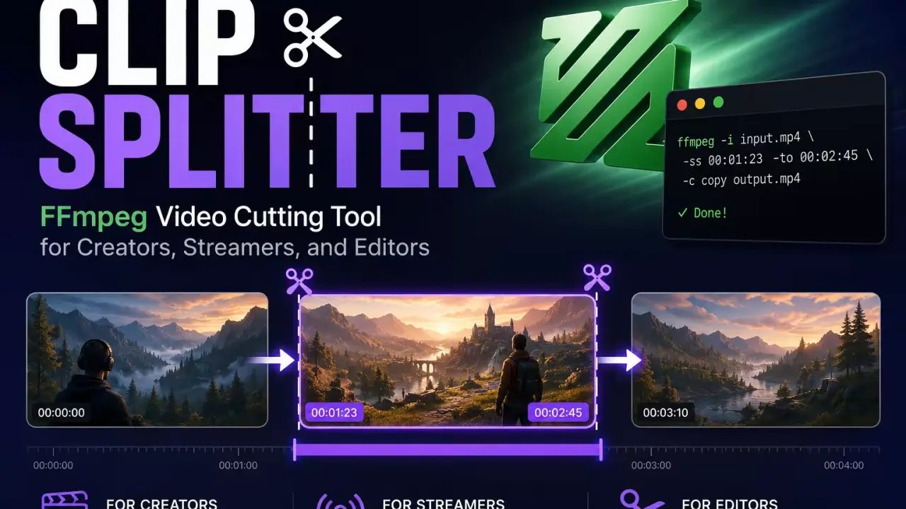 Clip Splitter: FFmpeg Video Cutting Tool for Creators, Streamers, and Editors image
