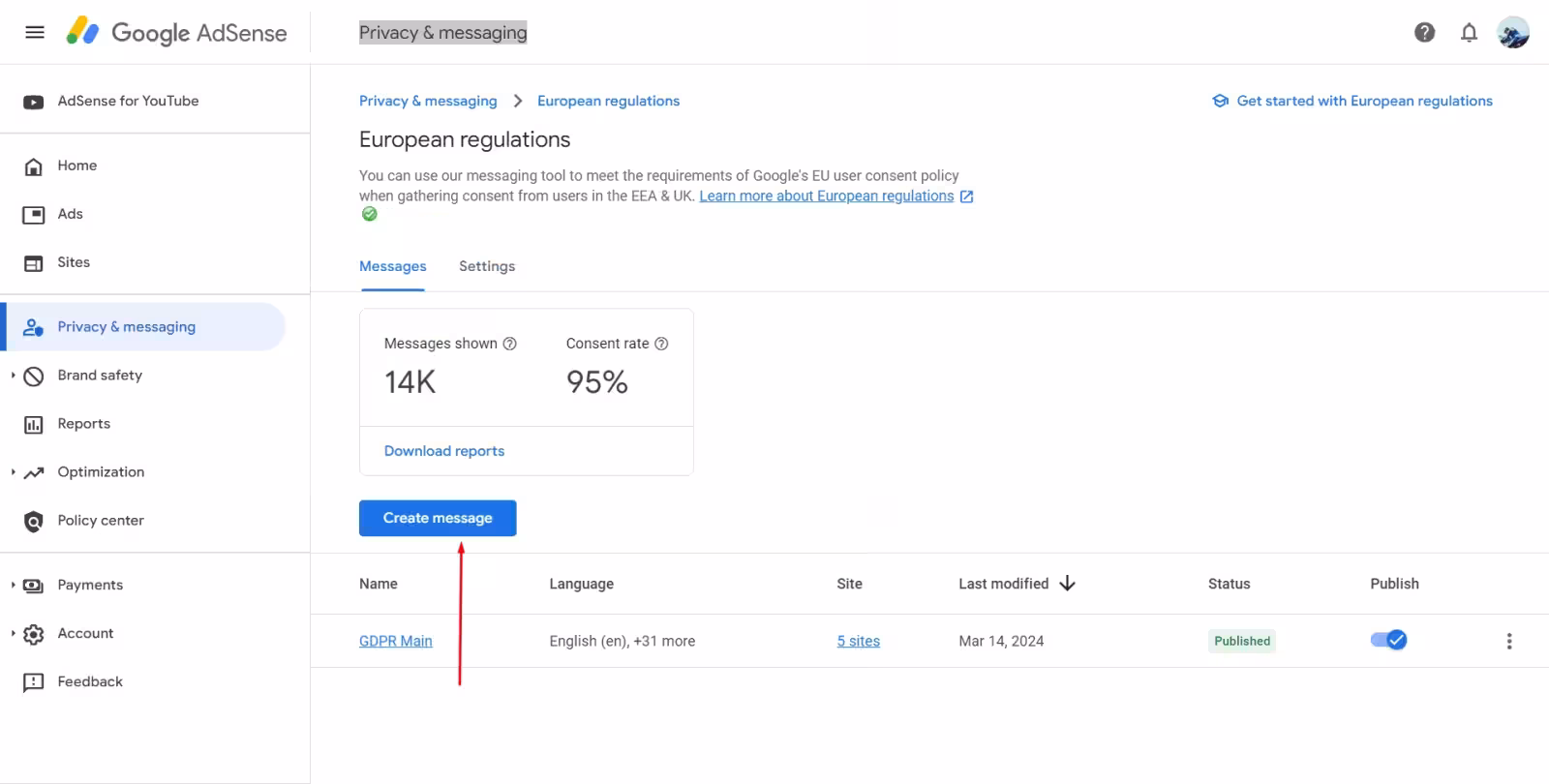 European consent settings