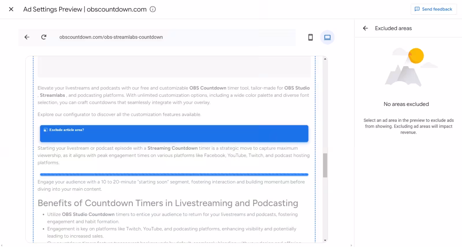 Ad placement controls